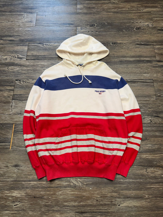 90’s POLO SPORT RALPH LAUREN STRIPED HOODIE (M)