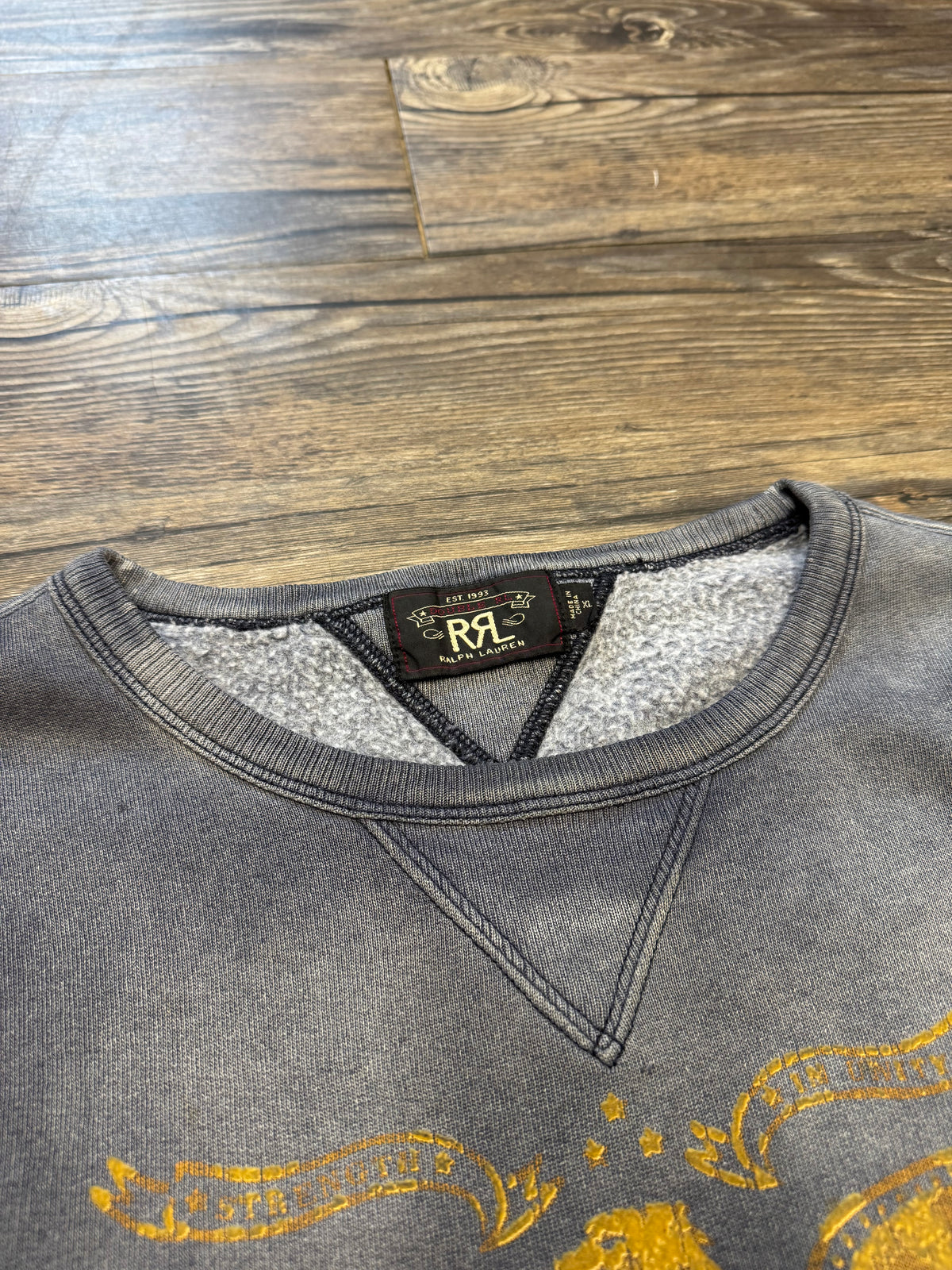 DOUBLE RL SUNFADED RIBKNIT NAVAL CREWNECK (XXL)