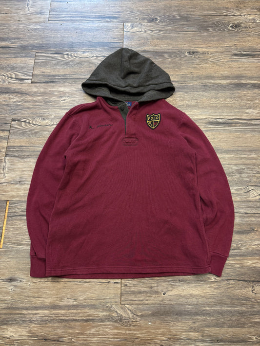 POLO RALPH LAUREN HENLEY TWO TONE CREST HOODIE (S)