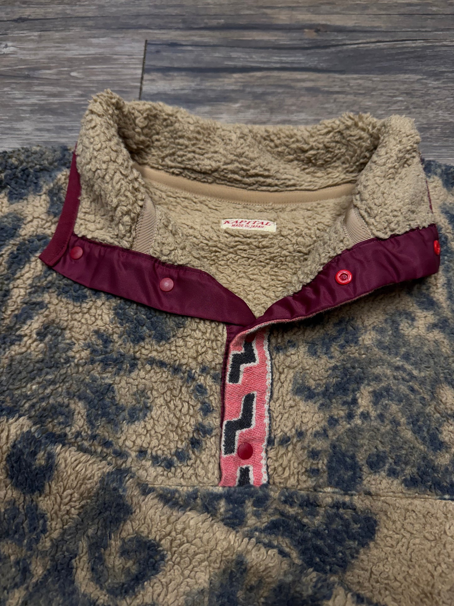 KAPITAL DEEP PILE DAMASK SNAP FLEECE (L)