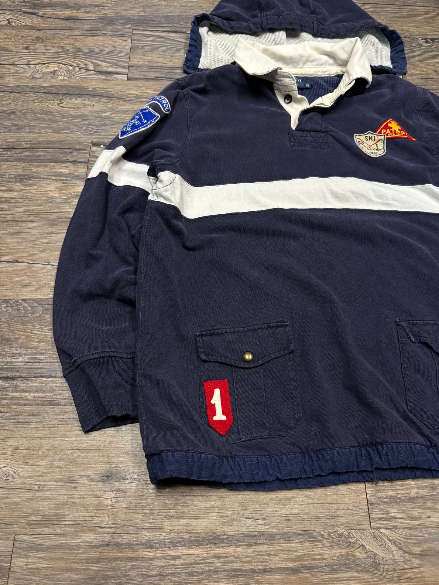 POLO RALPH LAUREN SKI PATROL COLLARED HOODED SWEATSHIRT (XL)