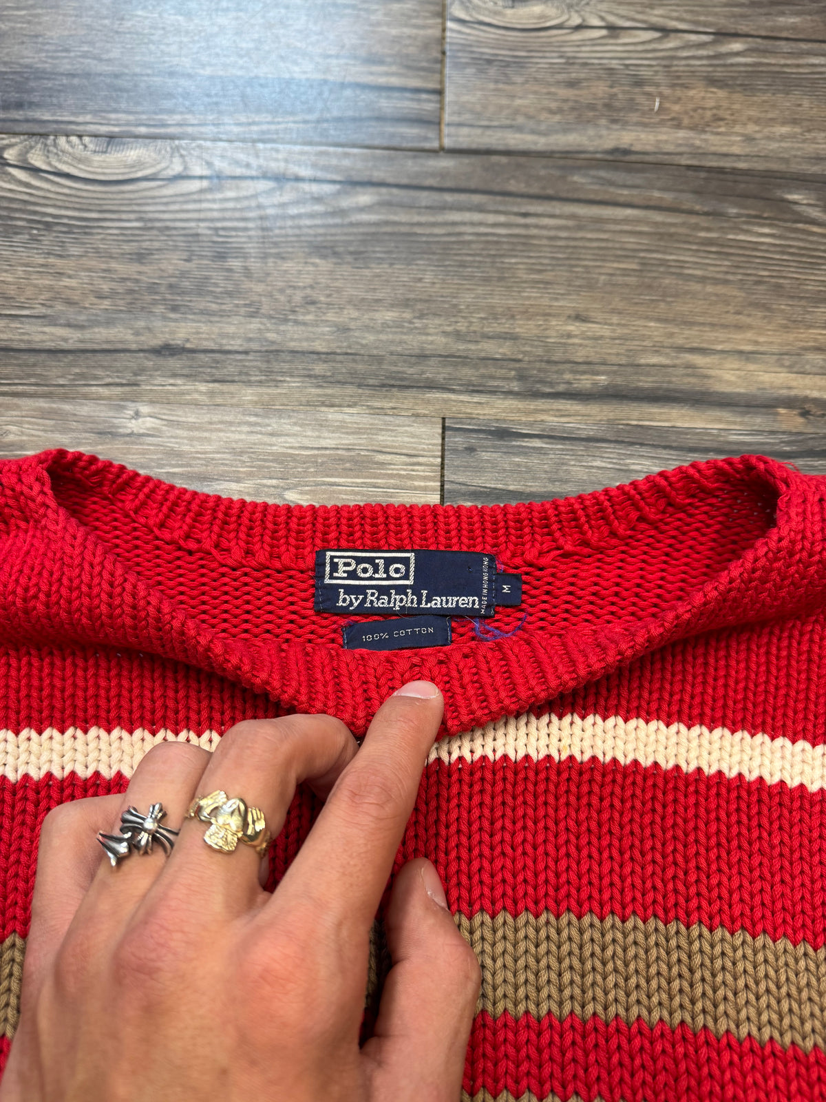 POLO RALPH LAUREN 90’s  MULTI-COLOR STRIPED KNIT SWEATER (M)