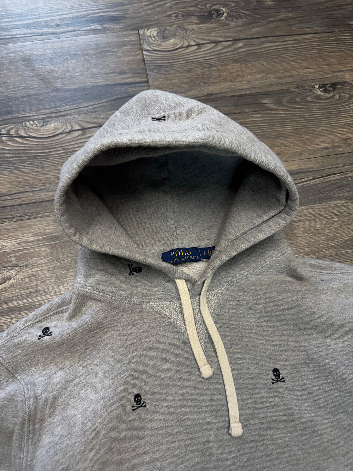 POLO RALPH LAUREN GRAY SKULL HOODIE (S)