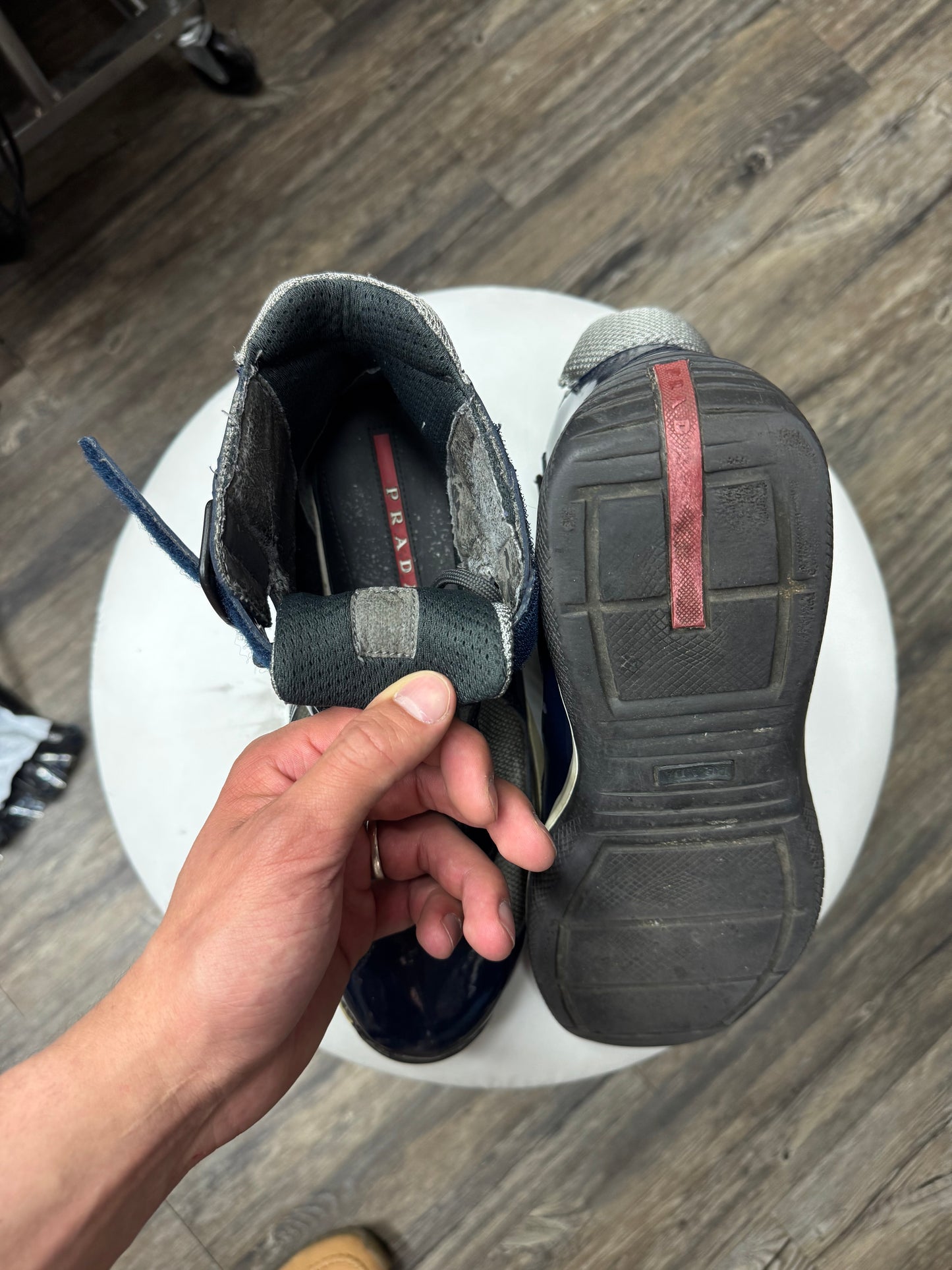 PRADA PATENT LEATHER HITOP CUPS (9-9.5)
