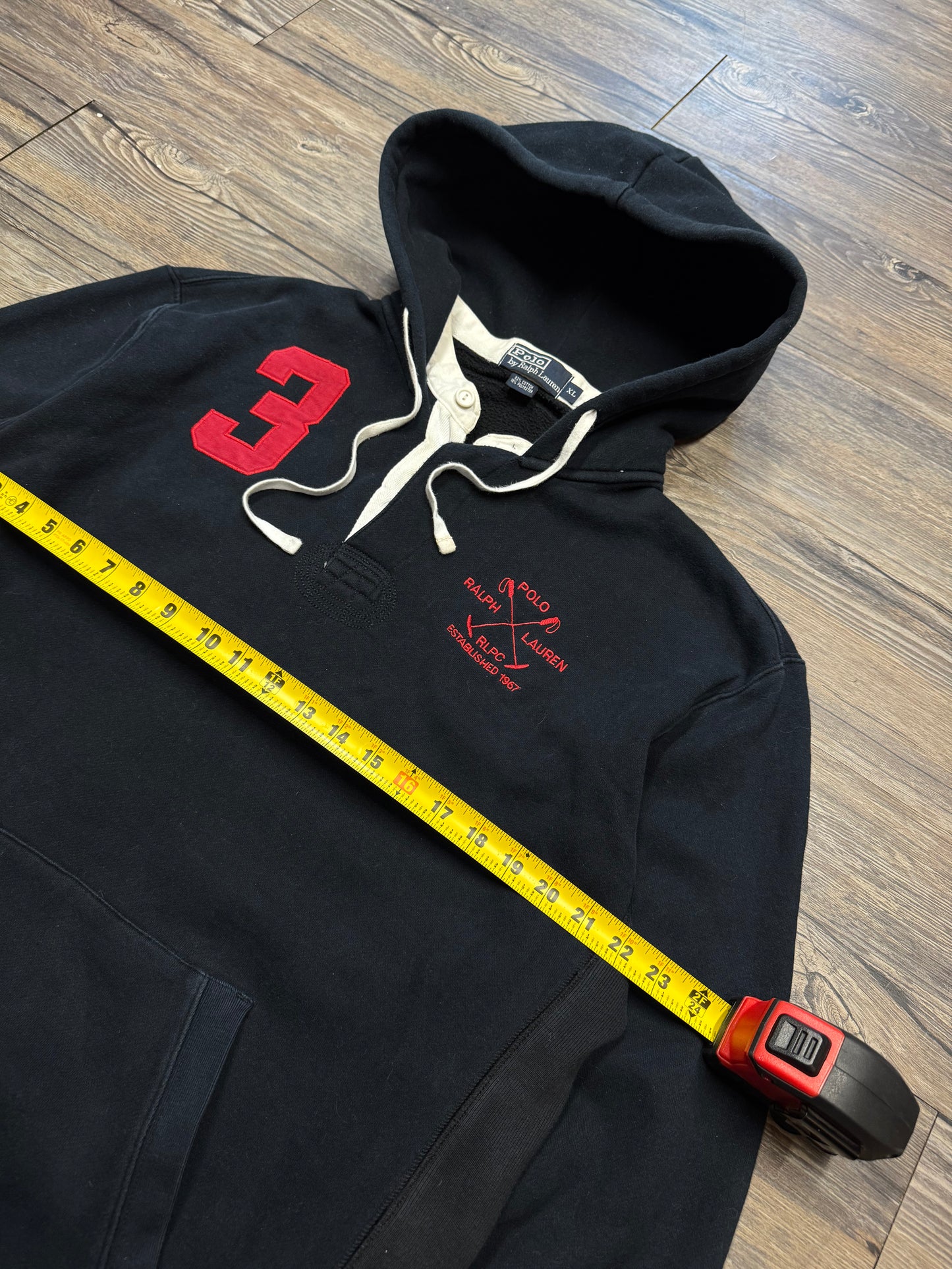 POLO RALPH LAUREN BUTTON COLLAR HOODIE (XL)