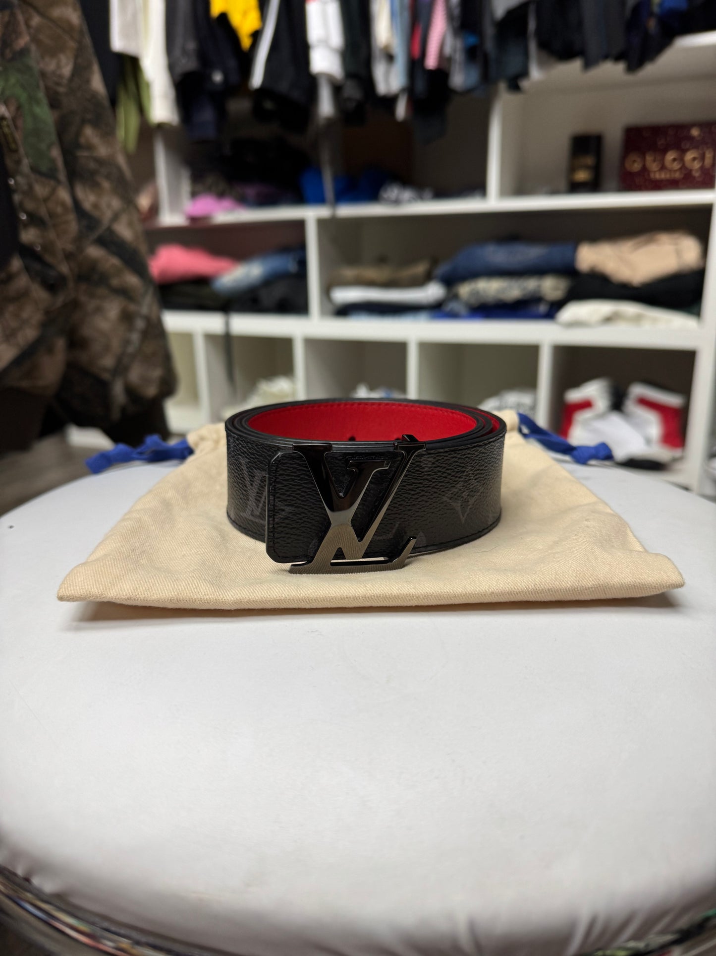 LOUIS VUITTON BLACK MONOGRAM BELT (30-36)