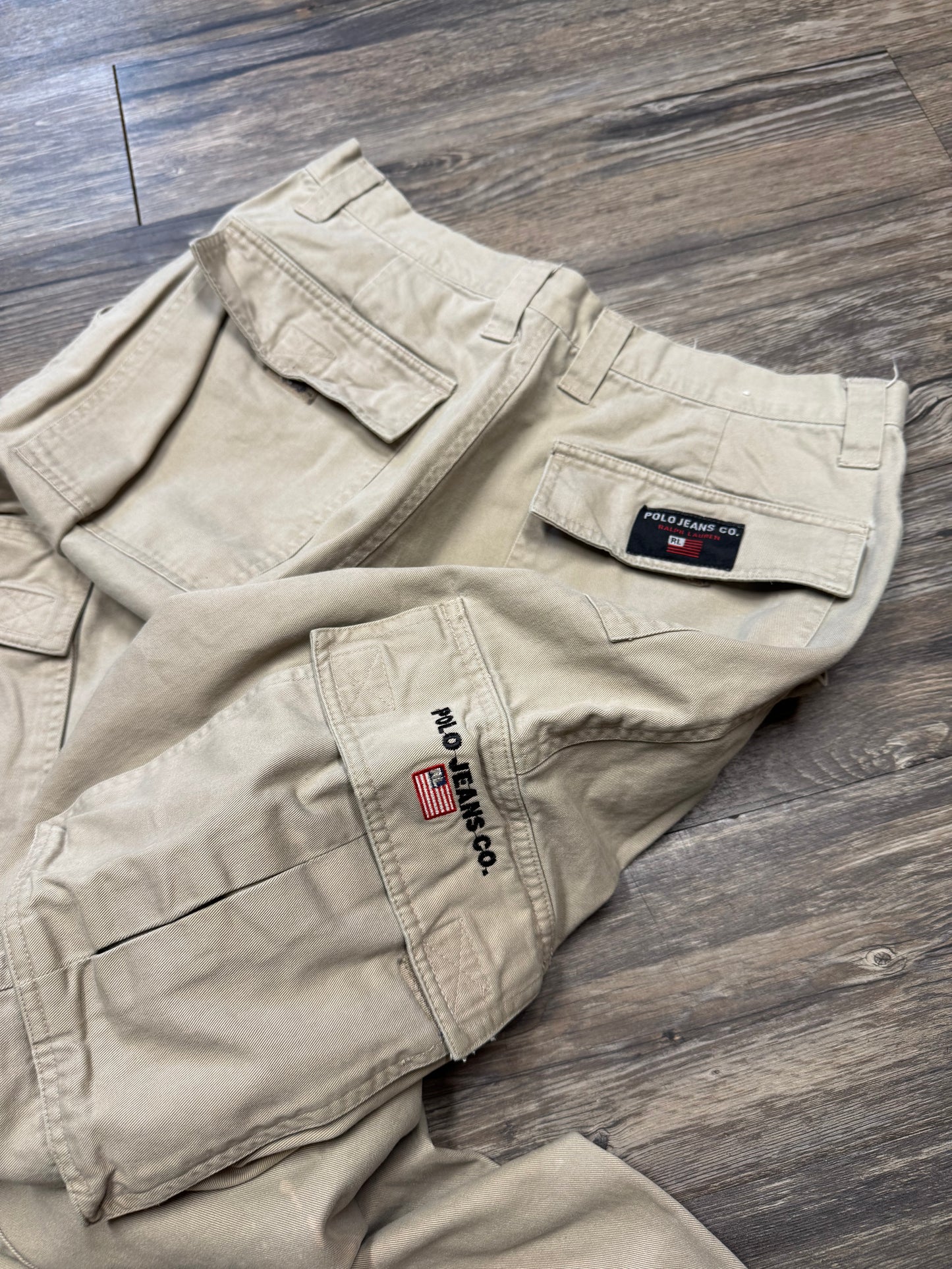 RALPH LAUREN POLO JEANS CO BAGGY BEIGE CARGO PANTS (34)