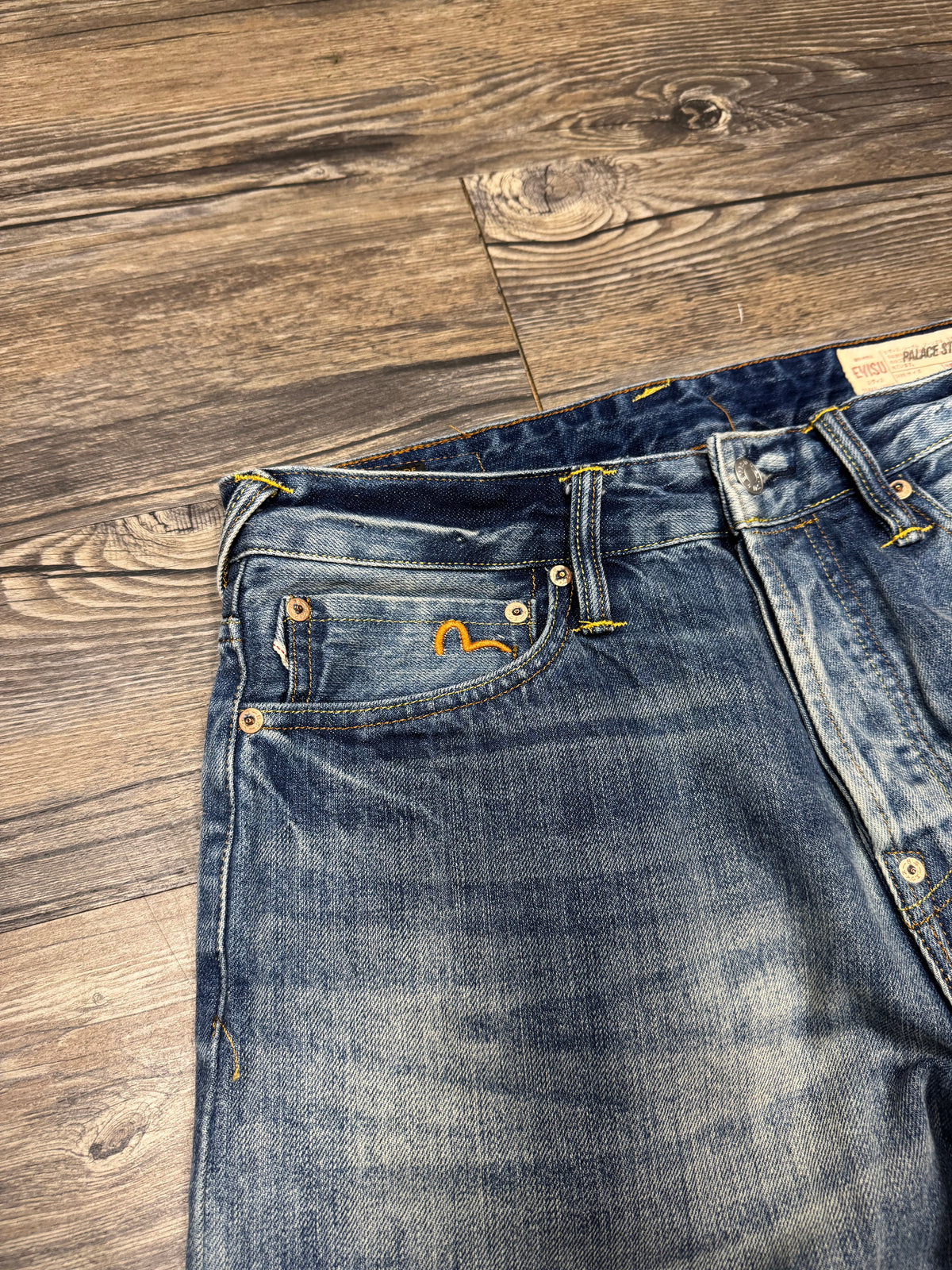 PALACE X EVISU SS23 STONE WASH CHERRY BLOSSOM JEANS (30)
