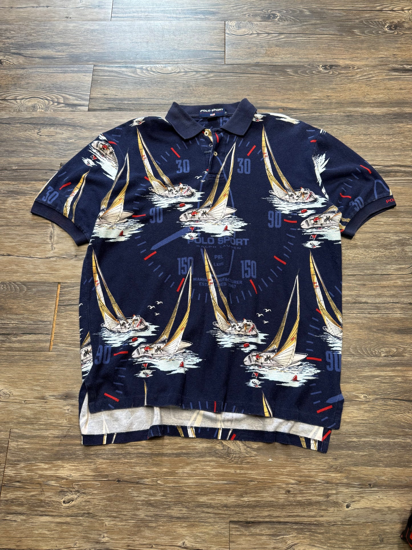 POLO SPORT RALPH LAUREN SAILING PRINT SHIRT (L)