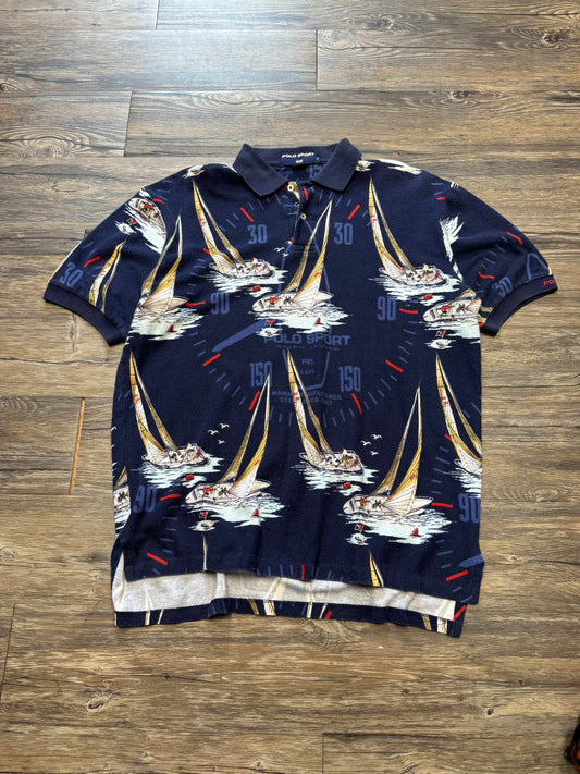 POLO SPORT RALPH LAUREN SAILING PRINT SHIRT (L)