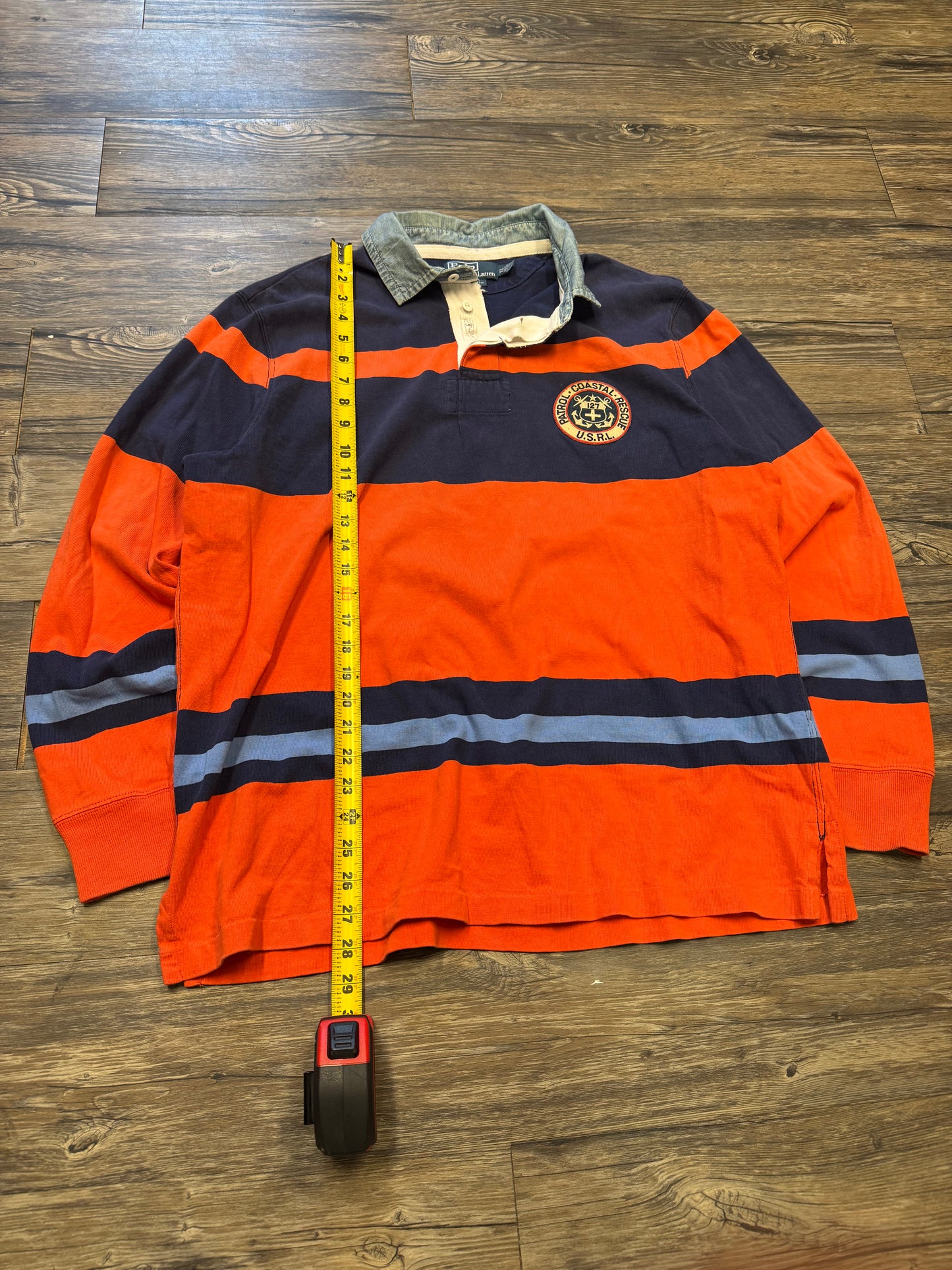 POLO RALPH LAUREN COASTAL RESCUE RUGBY STRIPED SHIRT (XL)