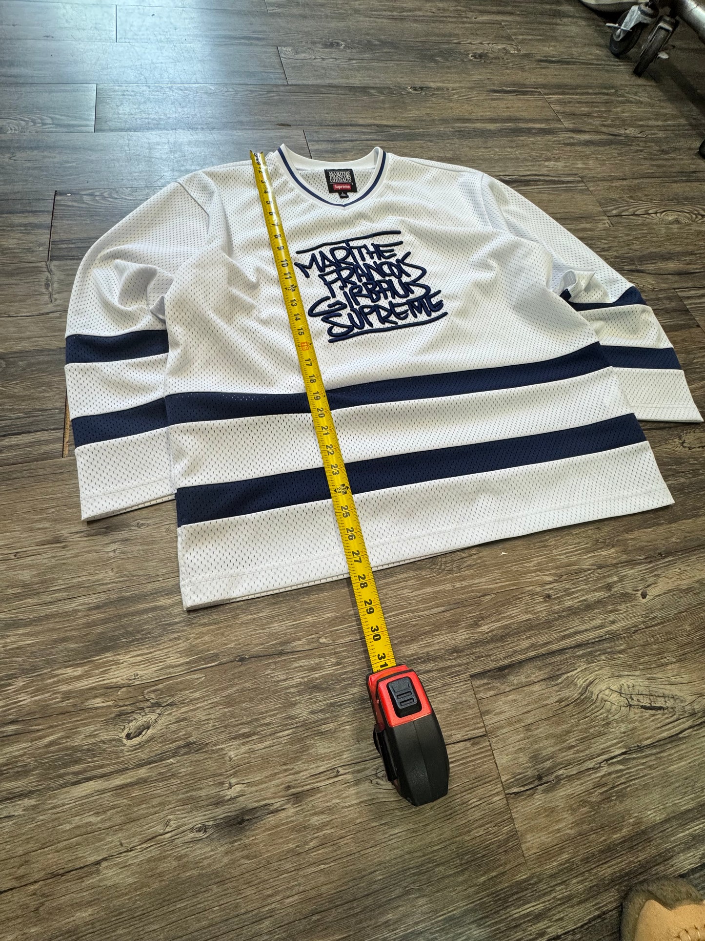 SUPREME X MARITHE FRANCIOS GIRBAUD STRIPED HOCKEY JERSEY (S)