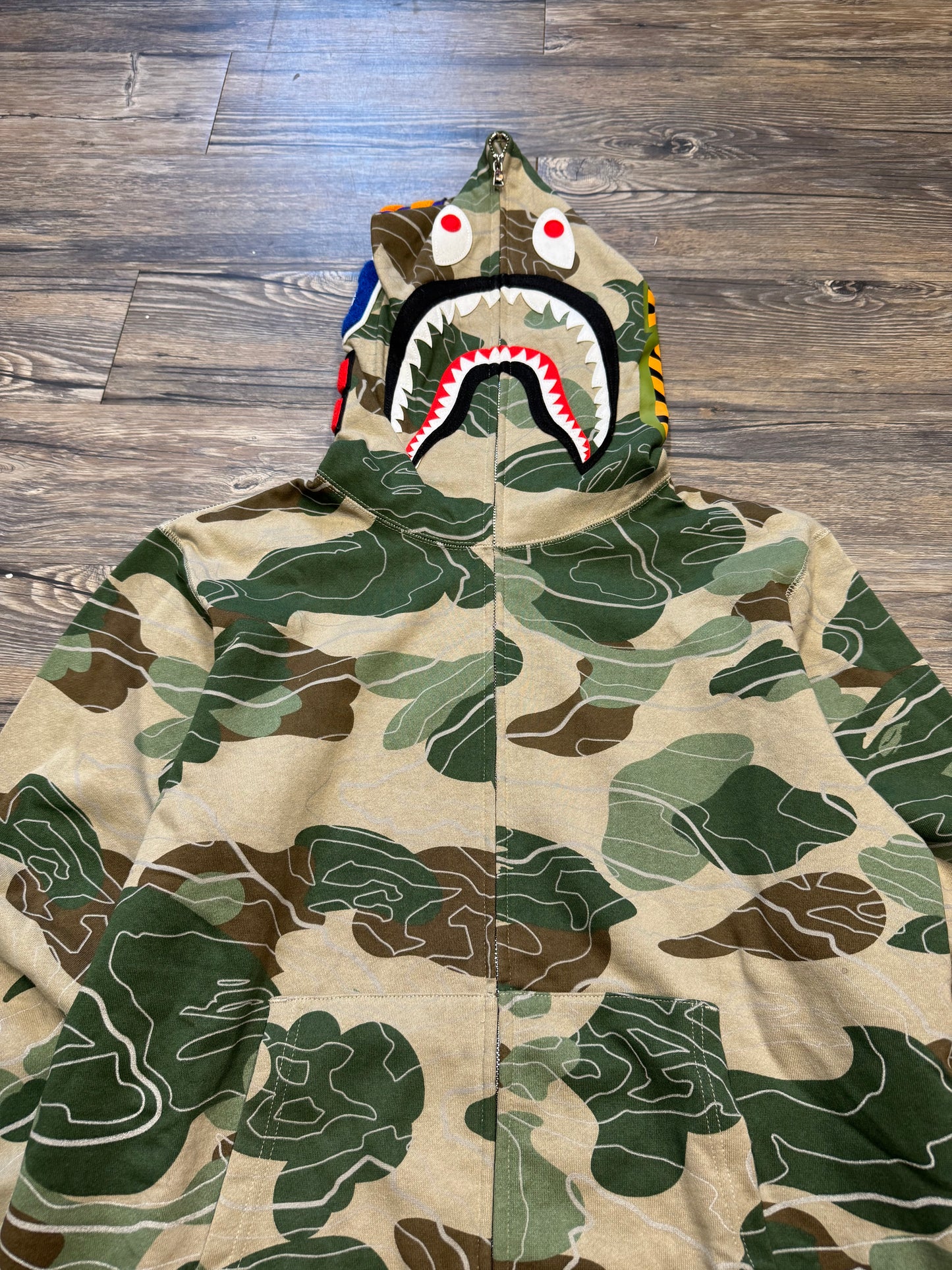 A BATHING APE LAYERED LINE 3M SHARK ZIP (L)