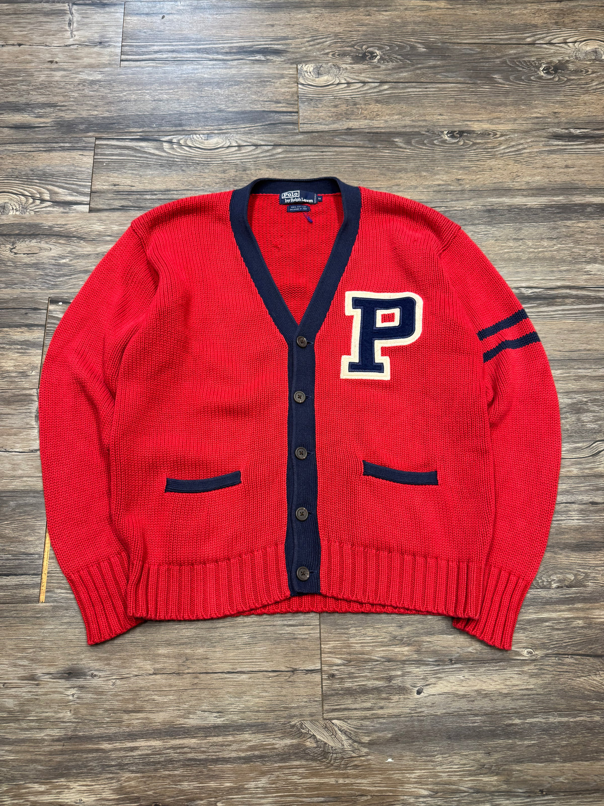 POLO RALPH LAUREN VARSITY LETTERMAN KNIT CARDIGAN (M)