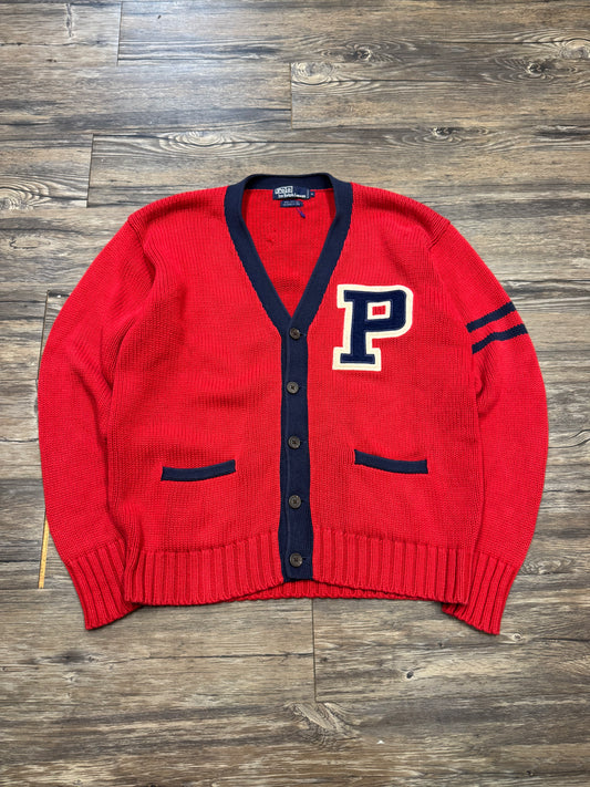 POLO RALPH LAUREN VARSITY LETTERMAN KNIT CARDIGAN (M)