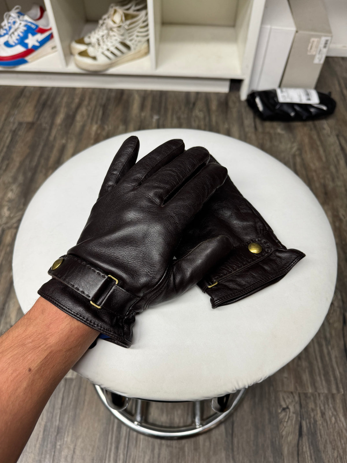 POLO RALPH LAUREN LAMBSKIN MENS LEATHER GLOVES (OS)