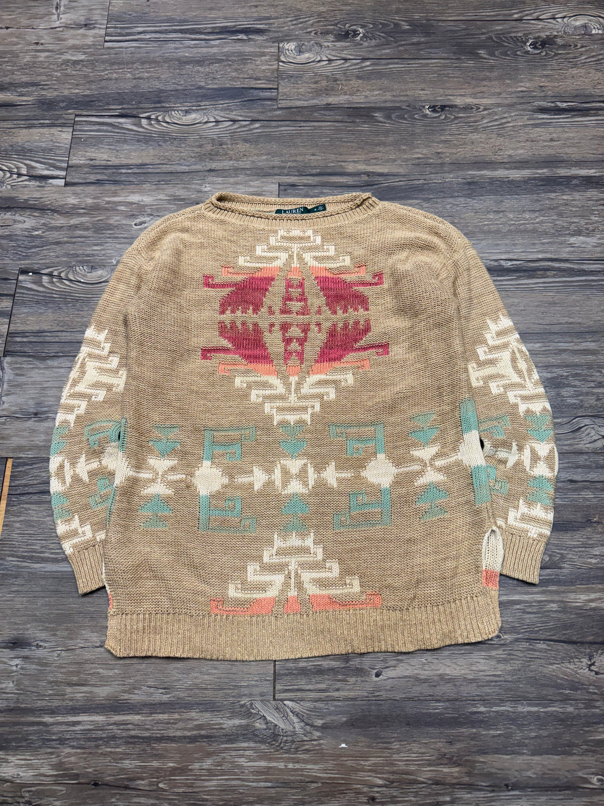 POLO RALPH LAUREN BY LAUREN AZTEC PRINT WMNS KNIT SWEATER (M)