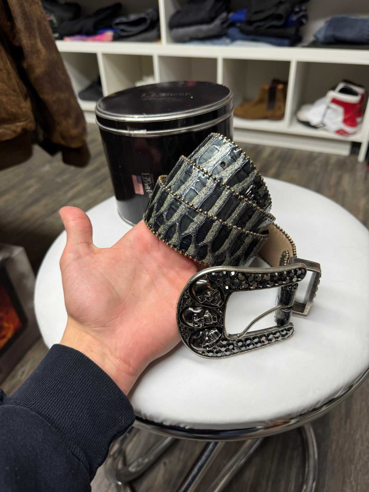 BB SIMON PYTHON LEATHER BLACK STUDS (30-36)