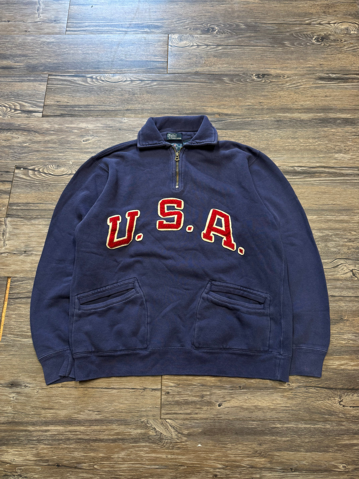 POLO RALPH LAUREN TEAM U.S.A QUARTER ZIP SWEATER (S)
