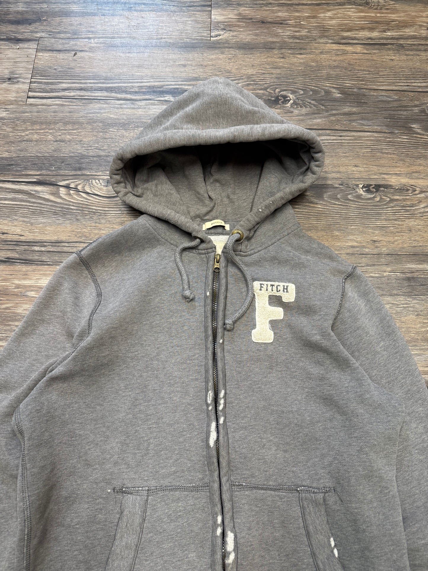 ABERCROMBIE & FITCH ‘BIG F’ EMBROIDERED ZIP UP HOODIE (S)