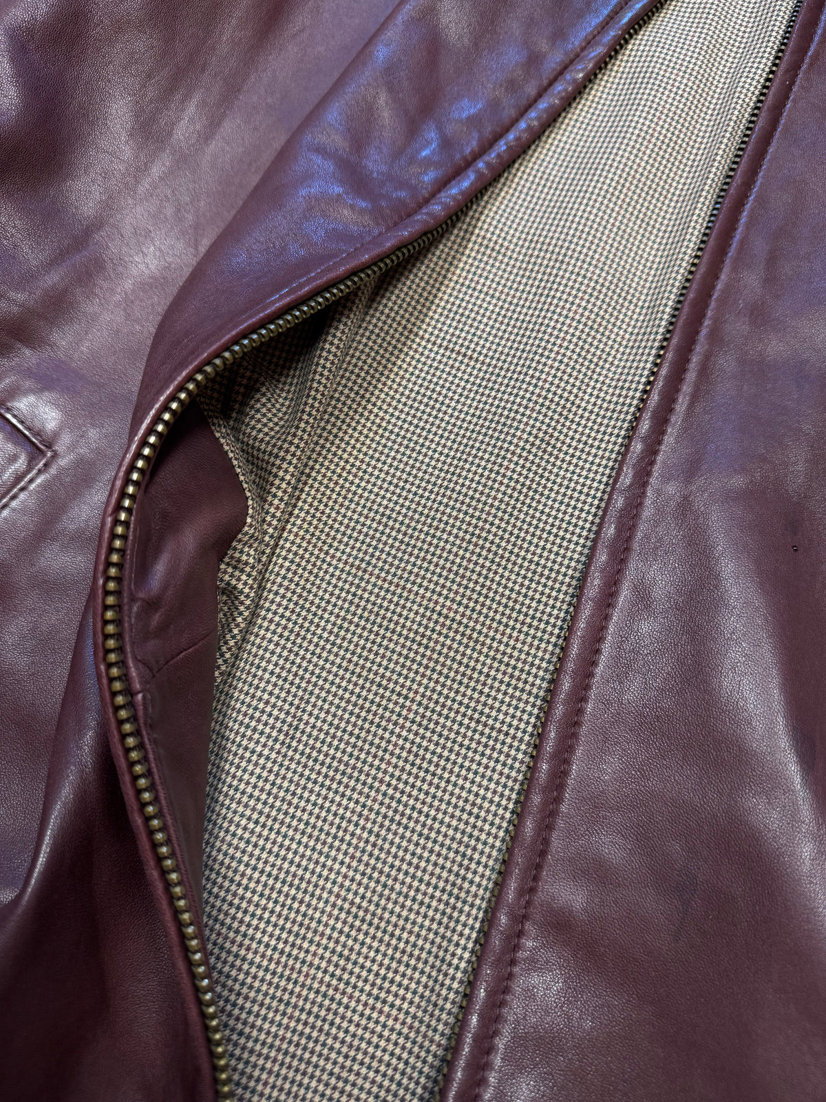 POLO RALPH LAUREN VINTAGE MAROON LEATHER JACKET (XL)