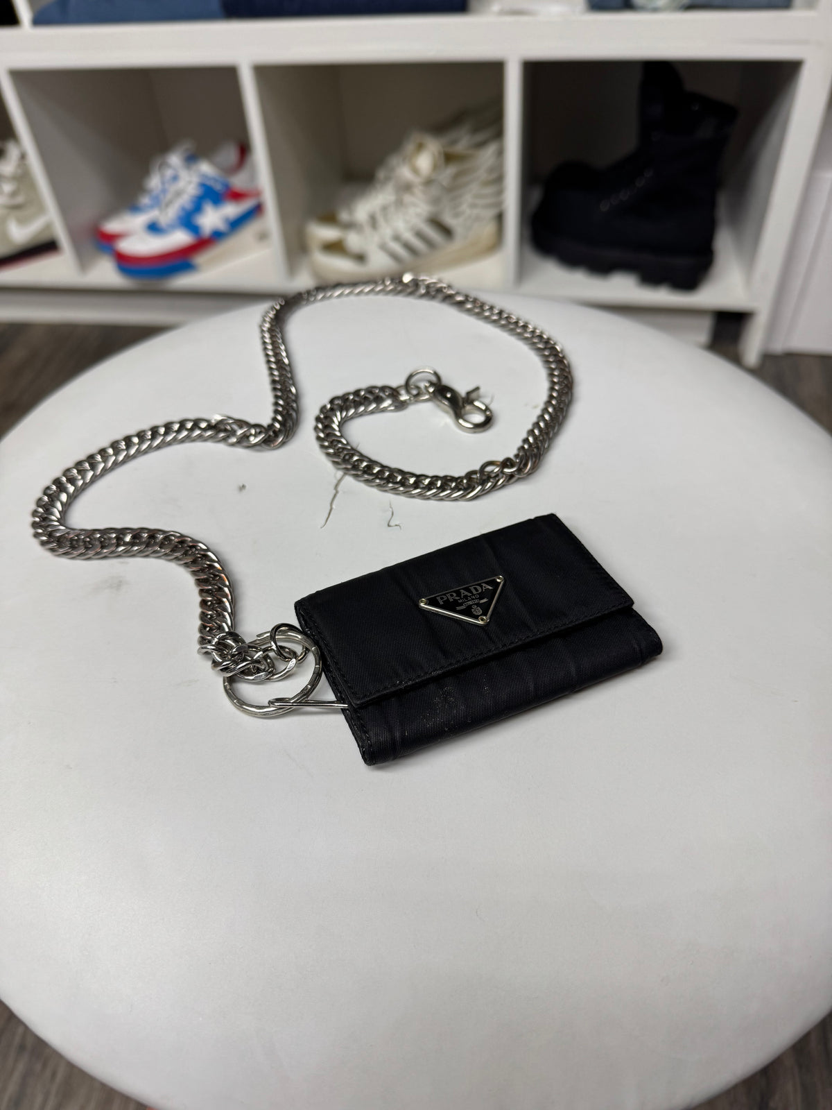 PRADA NYLON WALLET + CHAIN (OS)