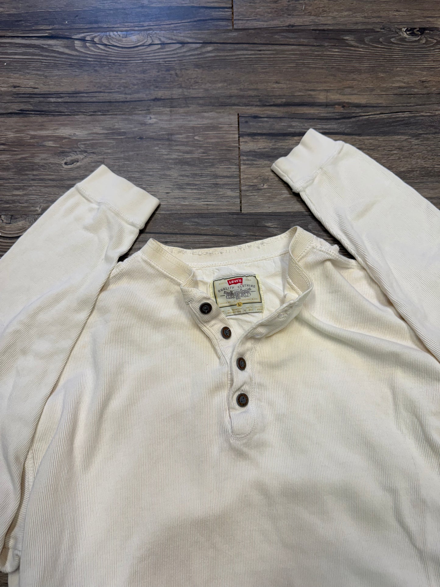 VTG LEVI STRAUSS CREAM HENLEY (L)