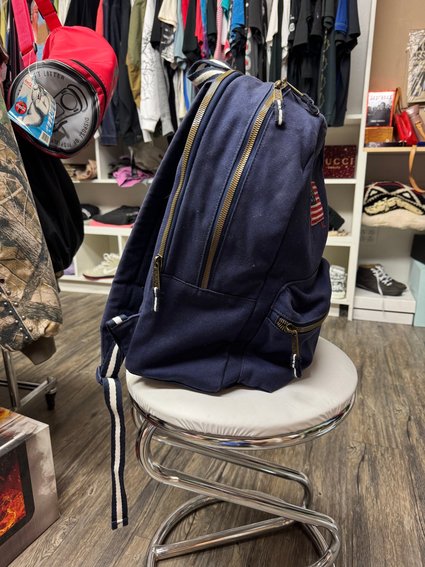 POLO RALPH LAUREN AMERICAN FLAG EMBROIDERED BACKPACK (OS)