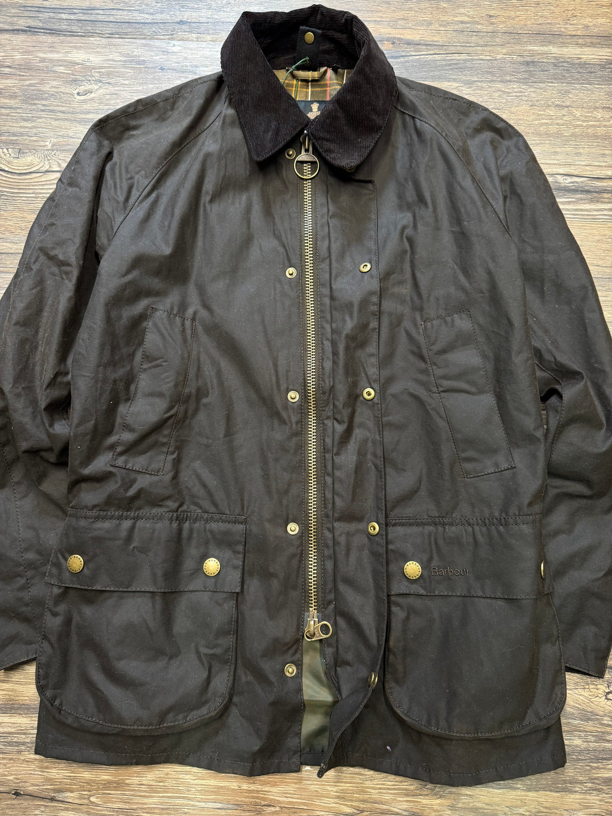 BARBOUR ASHBY TAILORED WAXED COTTON MEDIUM-WEIGHT JACKET (S)