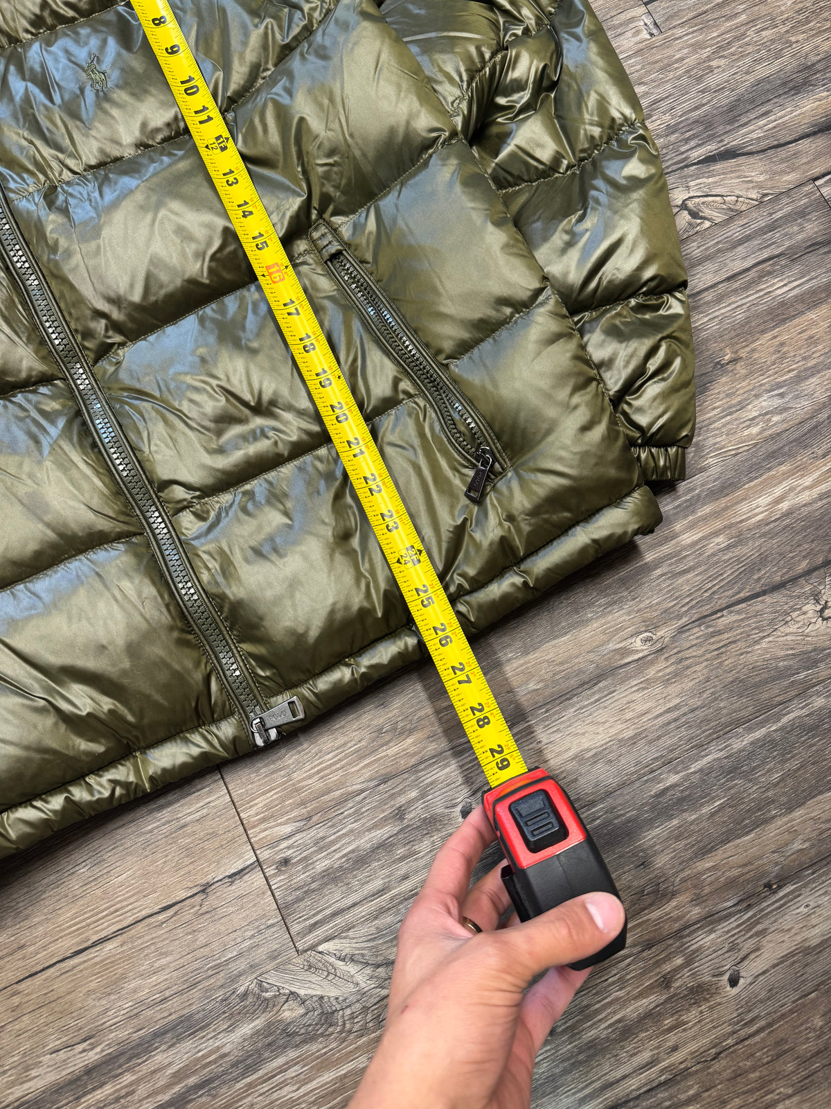 POLO RALPH LAUREN MILITARY GREEN PUFFER JACKET (M)