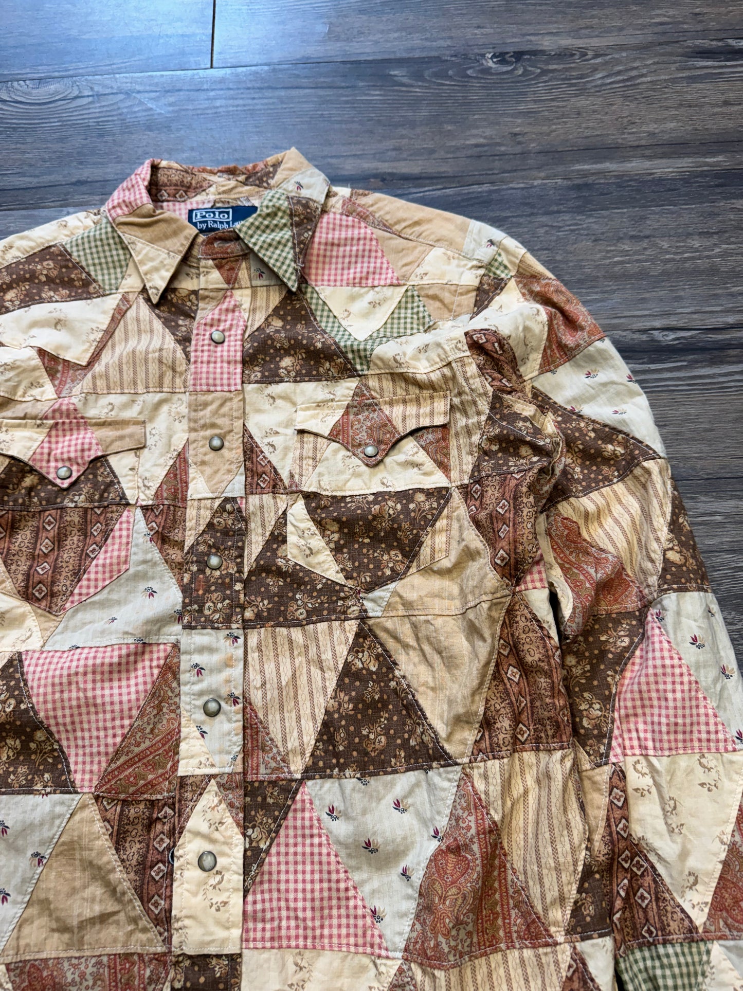 POLO RALPH LAUREN COUNTRY SPORTSMAN QUILT PATCHWORK WESTERN BUTTON UP (S)