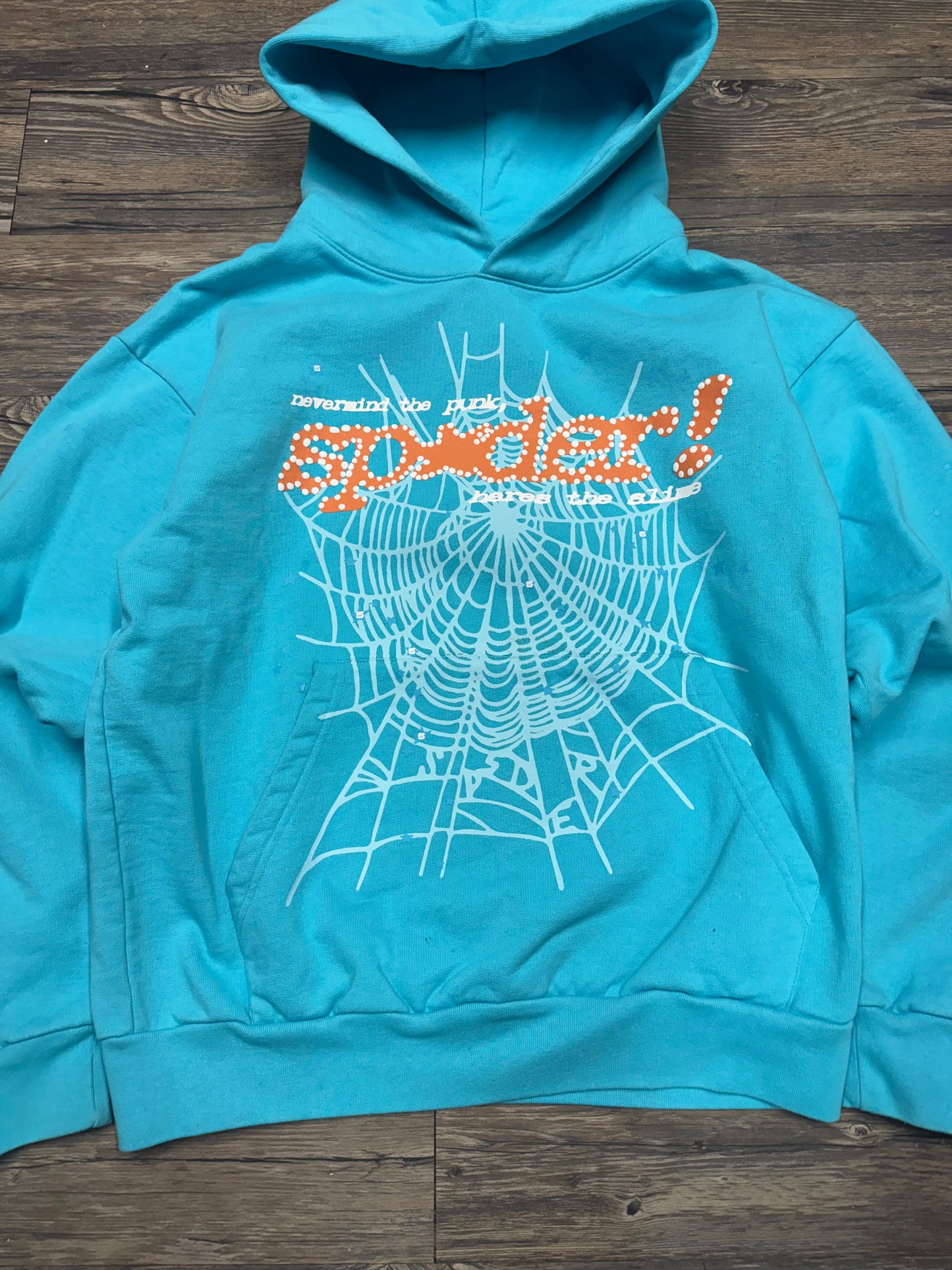 SP5DER HOODIE BLUE AND ORANGE (L)