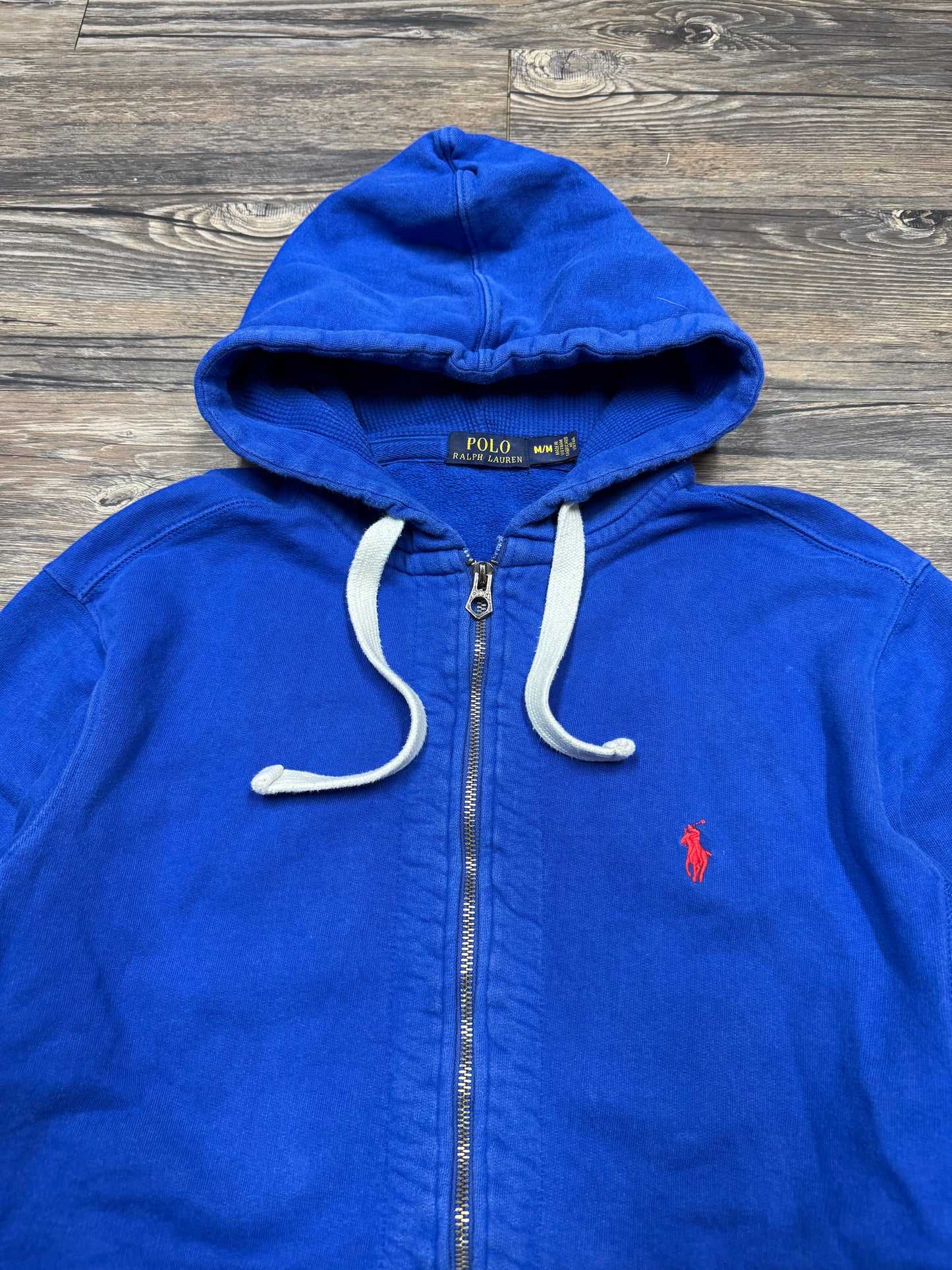 POLO RALPH LAUREN ‘ROYAL BLUE’ ZIP UP HOODED SWEATSHIRT (M)