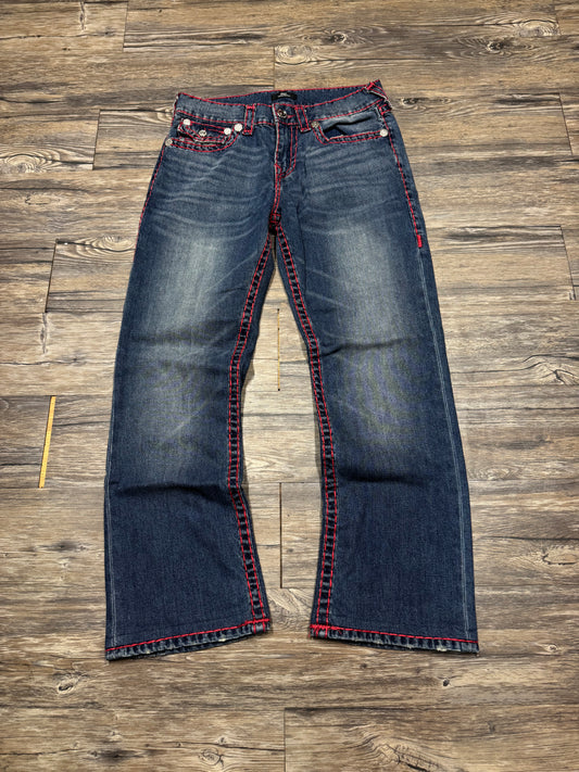 TRUE RELIGION BILLY RELAXED BOOTCUT RED STITCH JEANS (30)
