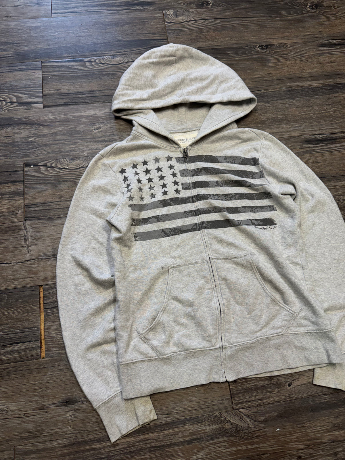 RALPH LAUREN DENIM & SUPPLY AMERICAN FLAG ZIP-UP HOODIE (S)