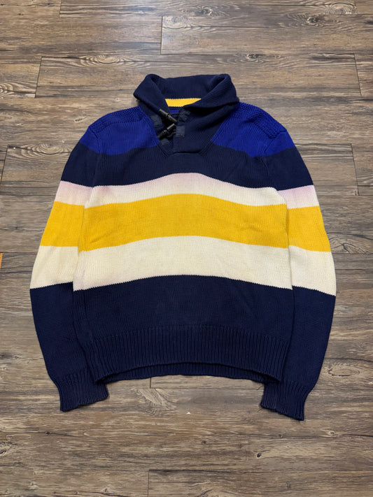 POLO RALPH LAUREN STRIPPED COTTON KNIT TOGGLE KNECK SWEATER (L)
