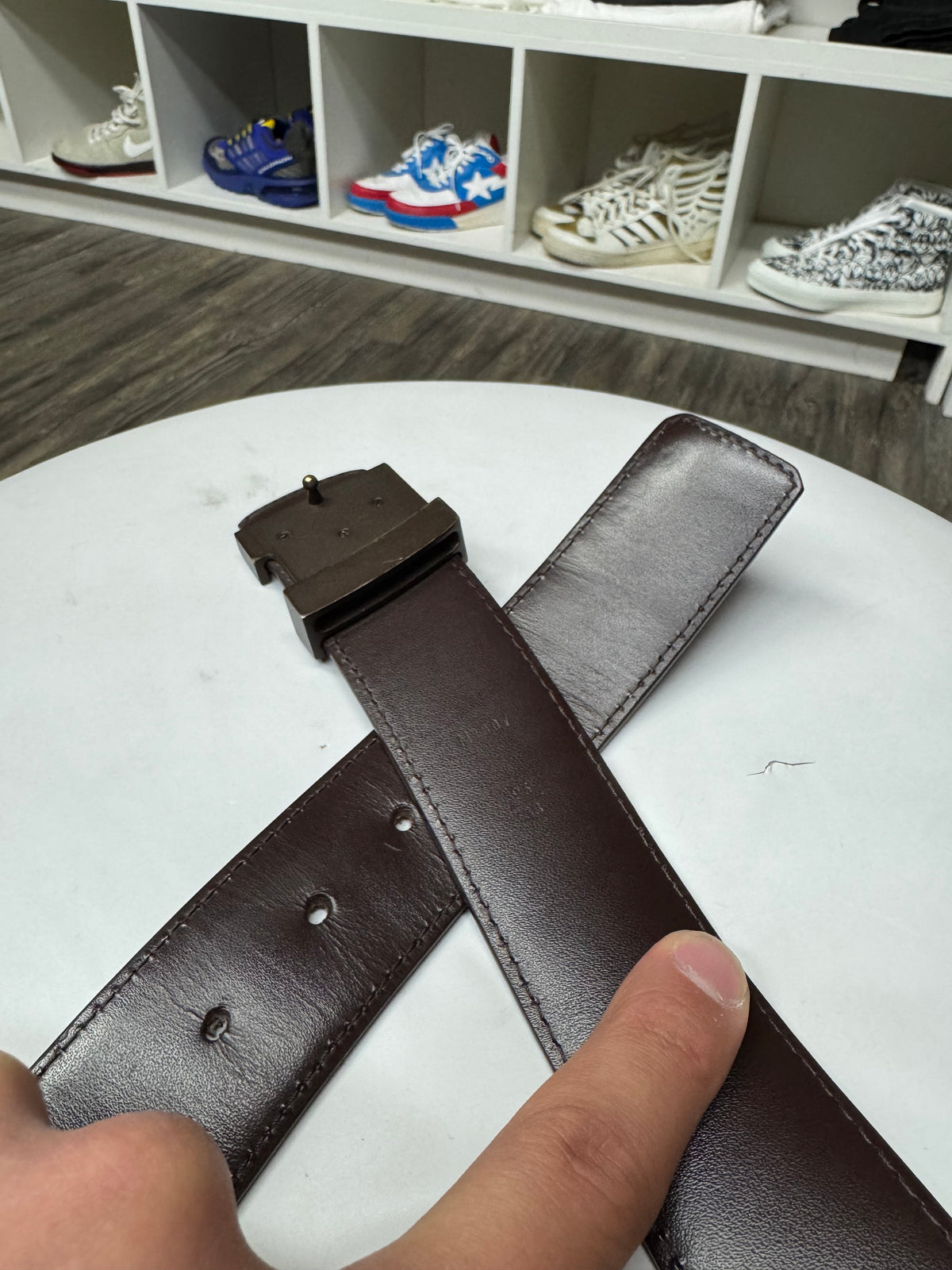 LOUIS VUITTON CHECKERED BELT (OS)