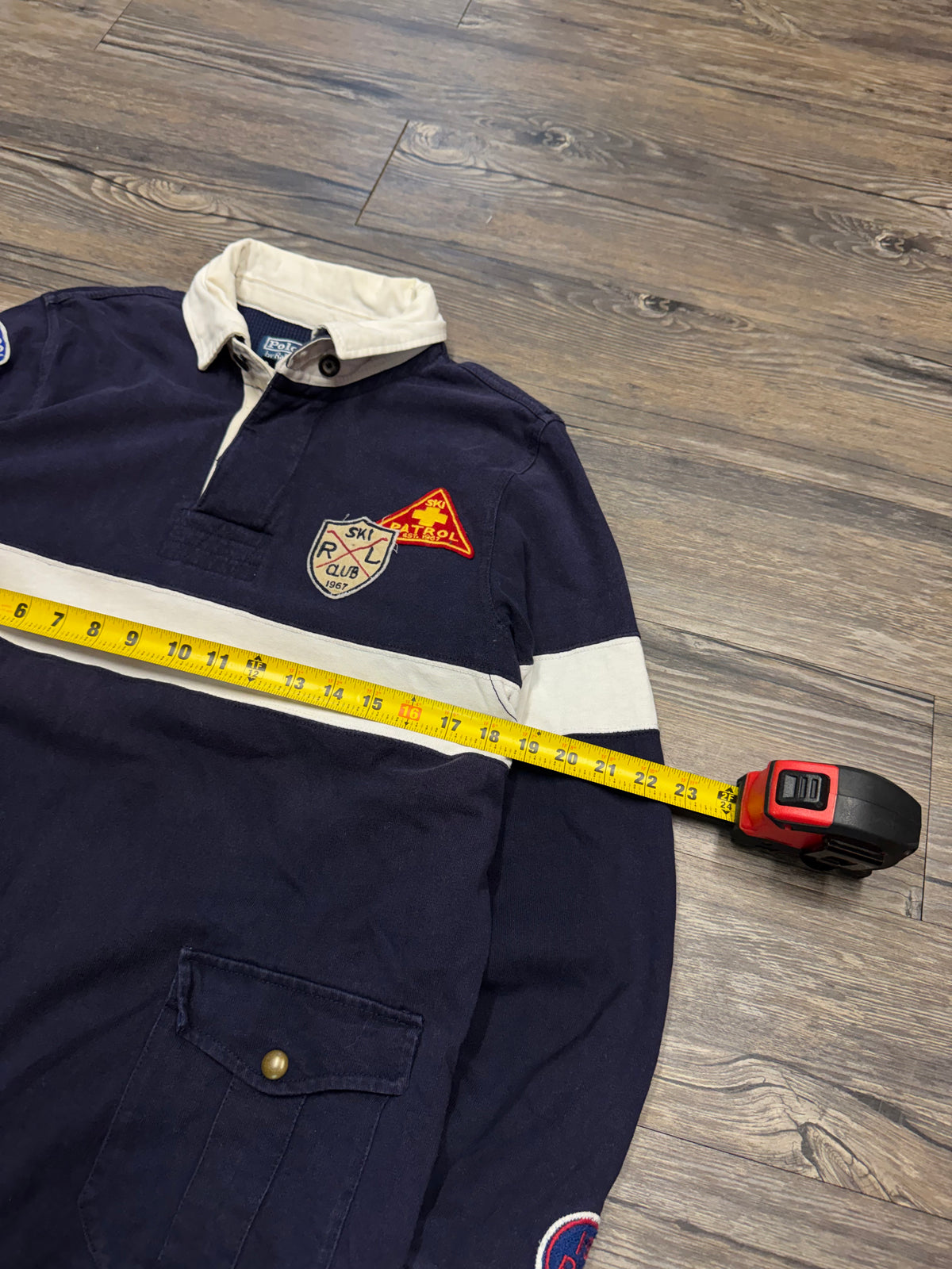 POLO RALPH LAUREN SKI PATROL WAFFLE LINED RUGBY SHIRT (S)