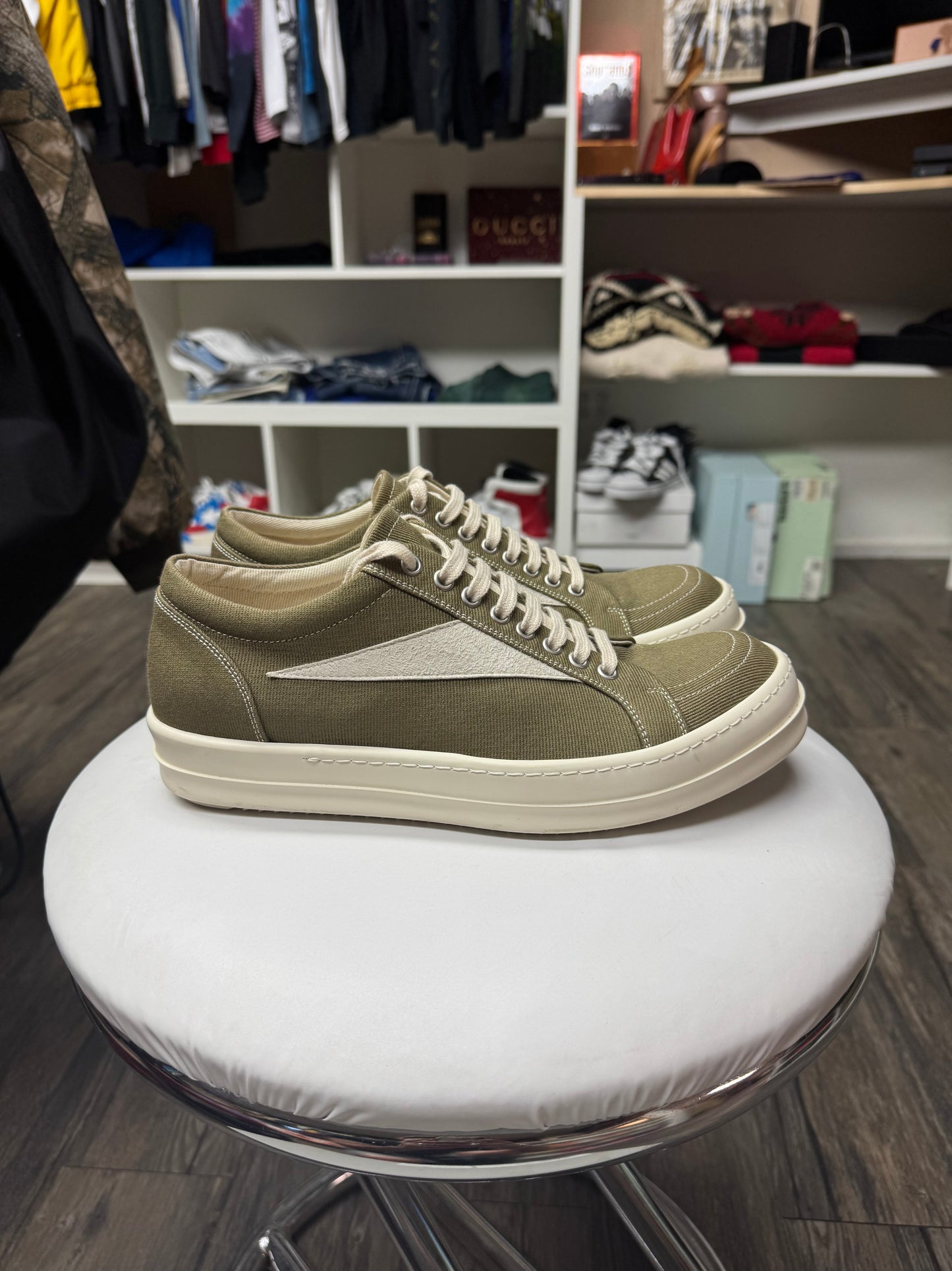 RICK OWENS DRKSHDW VINTAGE SAGE LOW SNEAKERS (42)