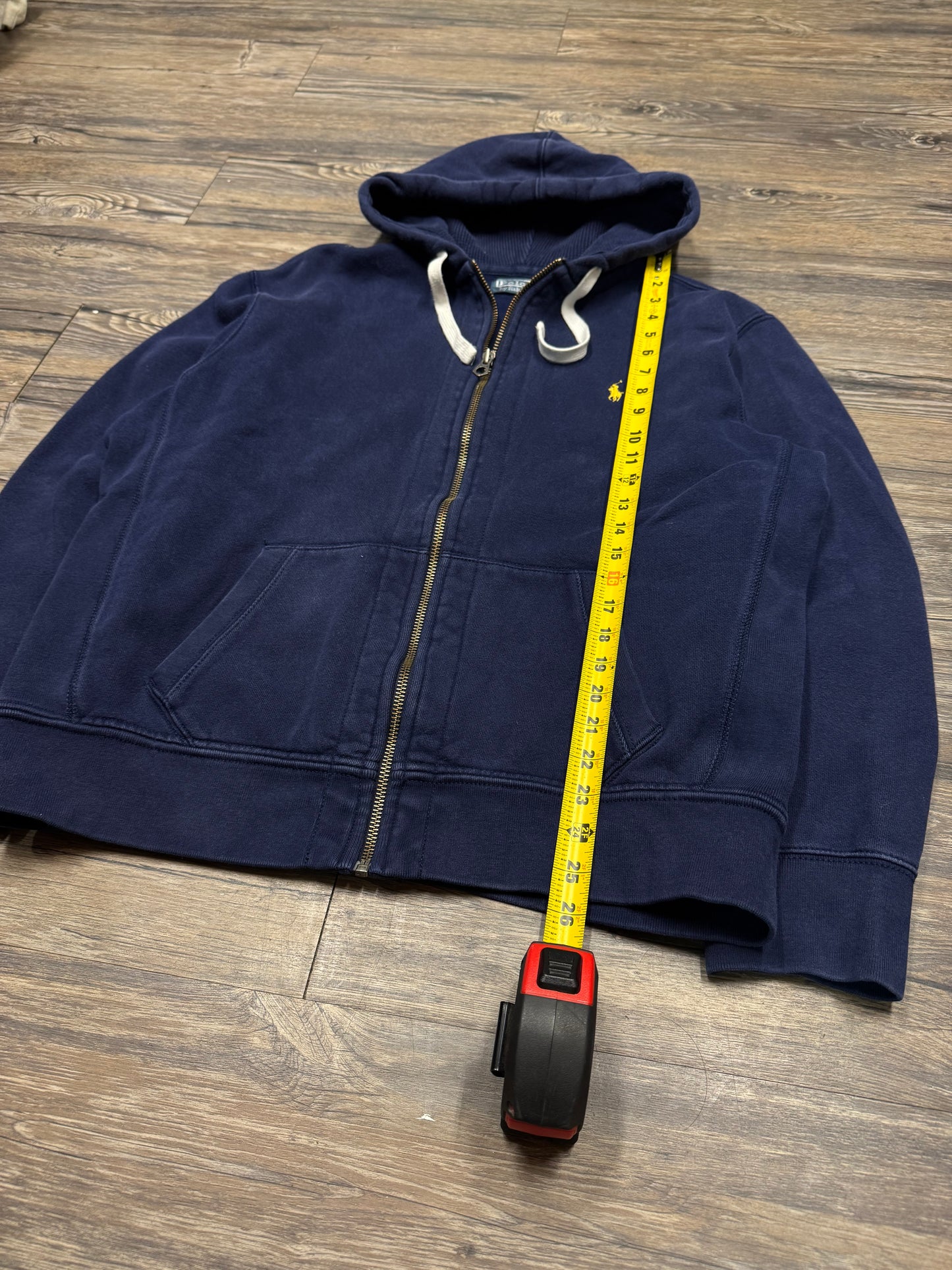 POLO RALPH LAUREN ‘DARK BLUE’ ZIP UP HOODED SWEATSHIRT (XL)