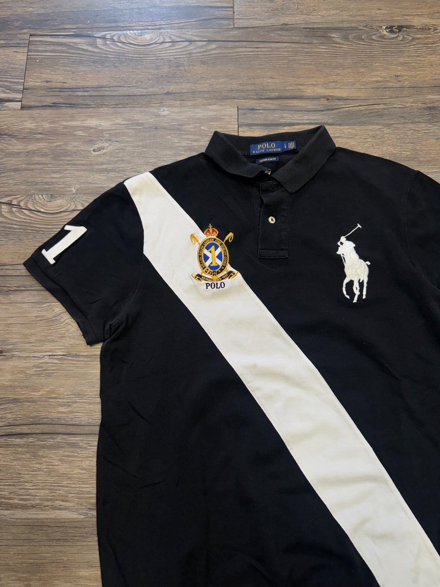 POLO RALPH LAUREN BLACK STRIPE POLO (L)