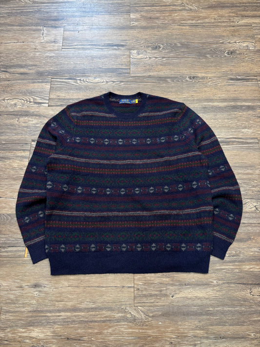 POLO RALPH LAUREN AZTEC GRAPHIC SMALL PONY CREWNECK (XL)