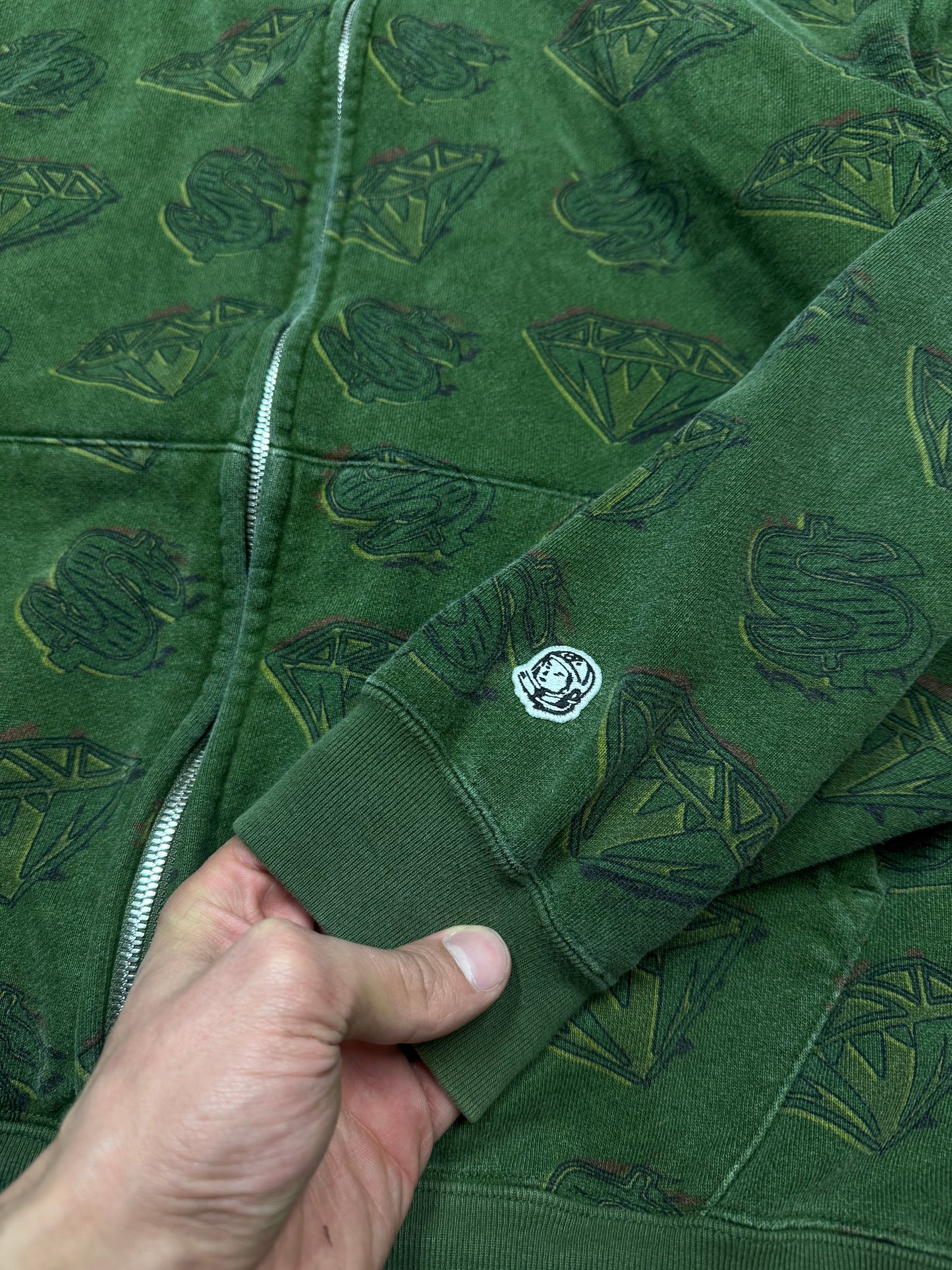 BILLIONAIRE BOYS CLUB DIAMONDS & DOLLARS FULL ZIP HOODIE (L)