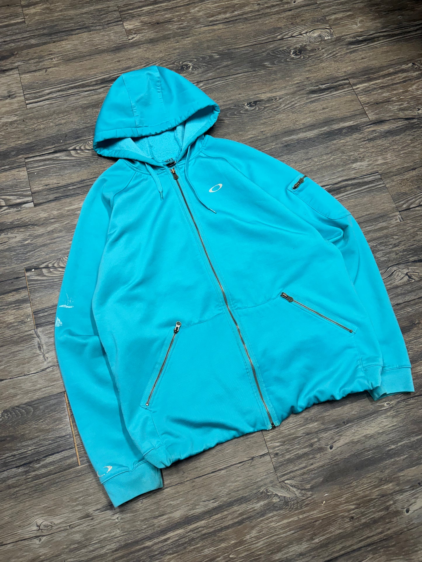 OAKLEY TURQUOISE BLUE SCUBA ZIP HOODIE (XL)
