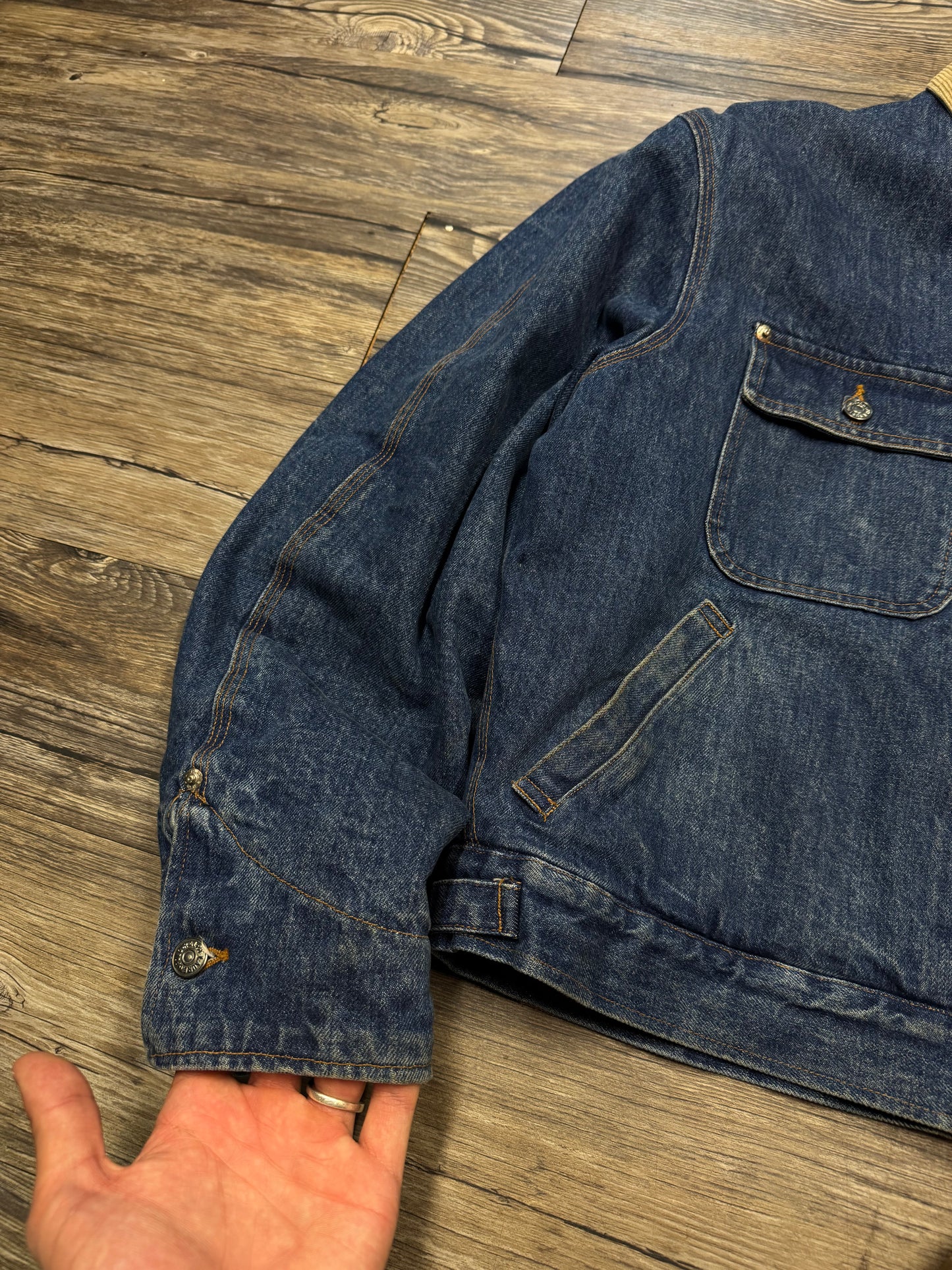 VINTAGE POLO RALPH LAUREN LINED DENIM TRUCKER JACKET (L)