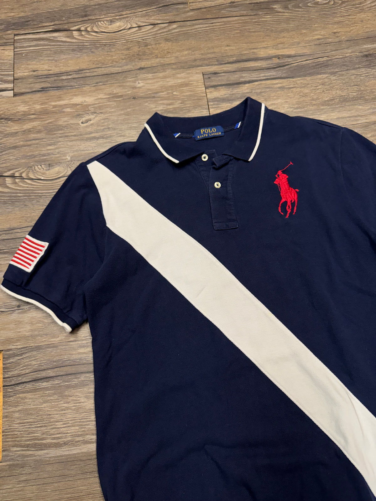 POLO RALPH LAUREN BIG PONY USA SEATBELT POLO SHIRT (M)