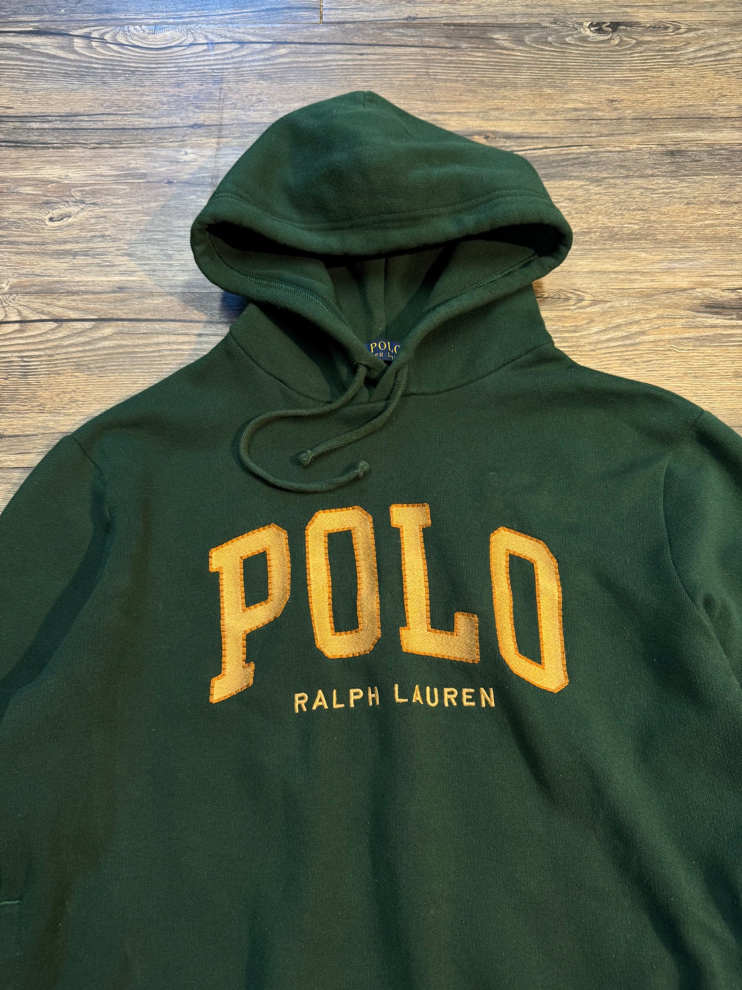 POLO RALPH LAUREN GREEN SPELLOUT HOODIE (S)
