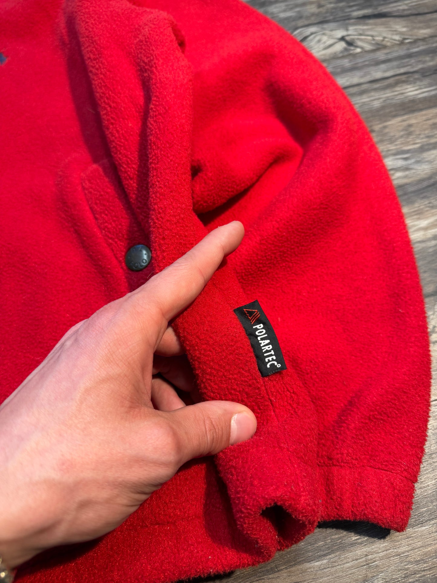 VINTAGE POLO RALPH LAUREN RED FLEECE (L)