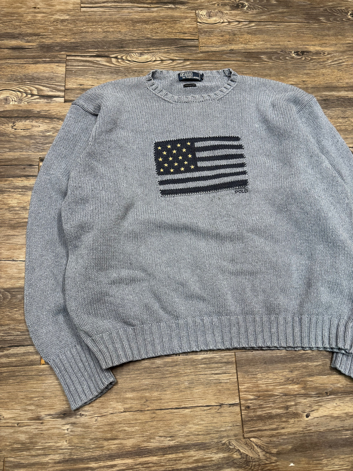 POLO RALPH LAUREN BABY BLUE AMERICAN FLAG KNIT (XXL)