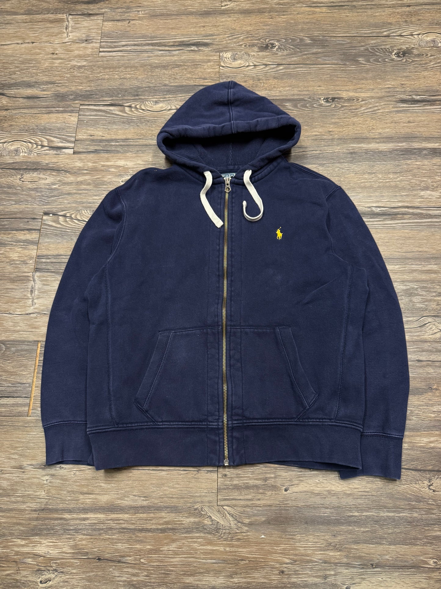 POLO RALPH LAUREN ‘DARK BLUE’ ZIP UP HOODED SWEATSHIRT (XL)